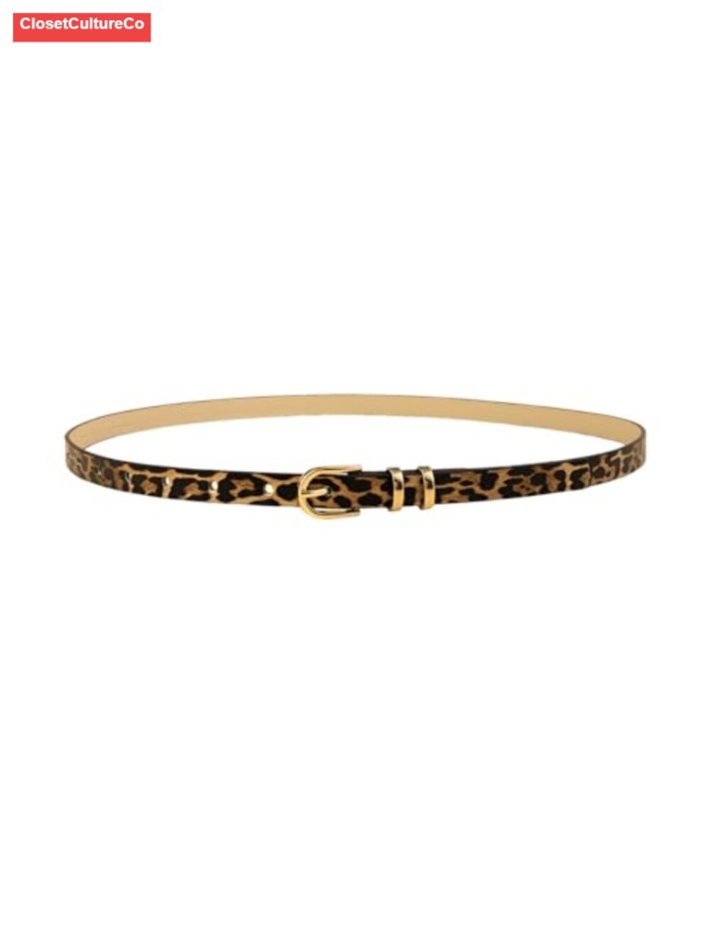 Faux Leather Skinny Leopard Print Belt Adjustable Women Western Cowgirl